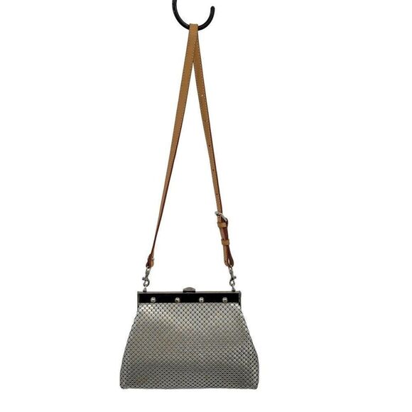 Vintage Whiting & Davis Crossbody Bag Metal Mesh Frame Clasp Silver Metallic - Picture 6 of 13